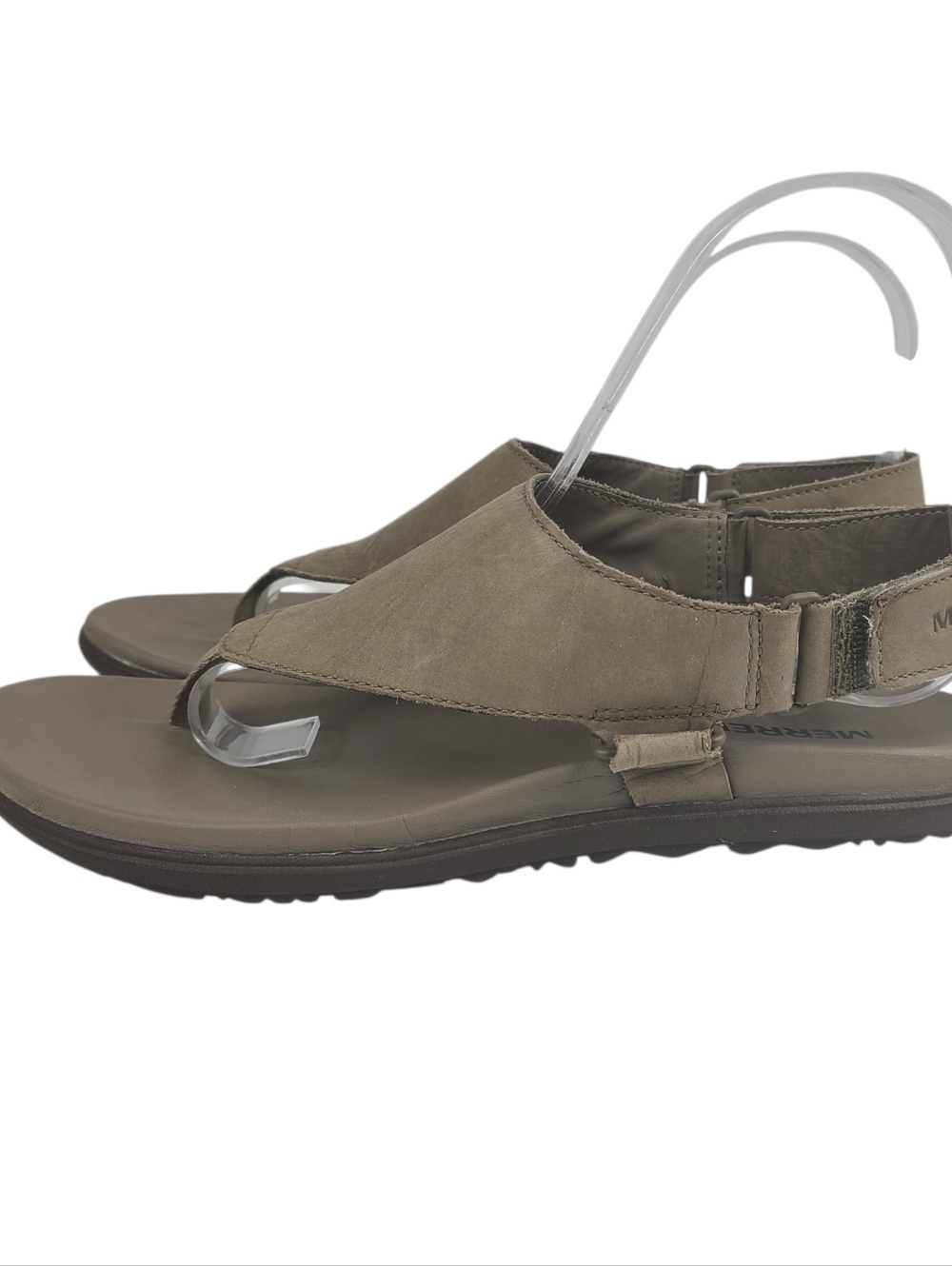 Merrell Around Town Post Sunvue Taupe/Stone Leather Comfort Sandals Size 7